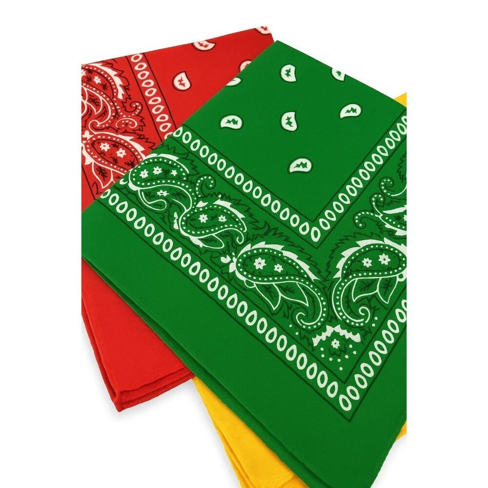 Green Yellow Orange Colorful Bandanas 21x21 Inch Square Western Style Scarves Se